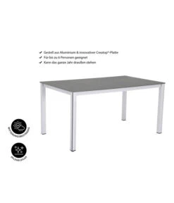 MWH Loft-Tisch Elements, Ca. B160/H74/T90 Cm -Garten im Freien 1897149 WE IG 001 ElementsTisch160x90x74cmSilberNEU