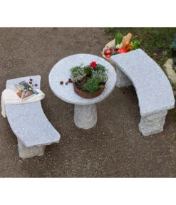 Dehner Granit-Gartenbank, Gebogen, 2-Sitzer -Garten im Freien 2741668 2741676 WE MO 002 GranitTischRundGartenbank