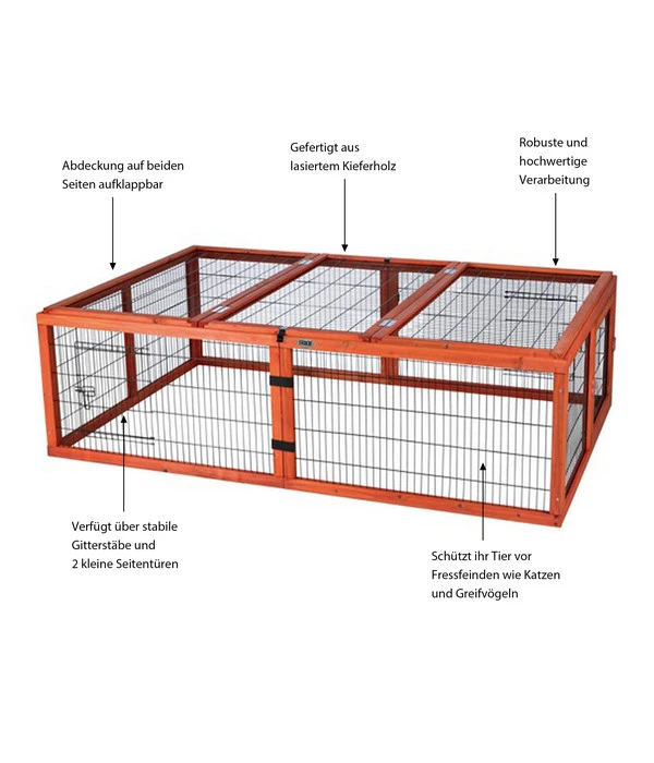 Trixie Natura Freilaufgehege Mit Abdeckung, Ca. B174/H48/T109 Cm 4 Trixie Natura Freilaufgehege Mit Abdeckung, Ca. B174/H48/T109 Cm – Bild 2