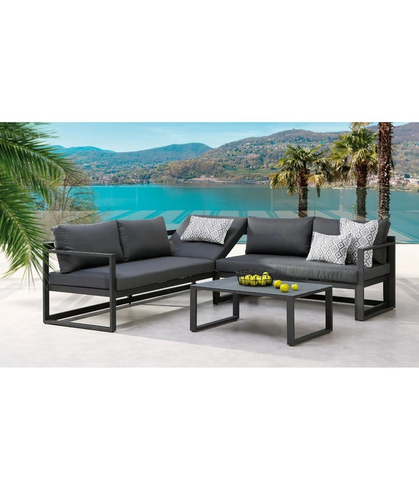 Best Loungegruppe Rhodos, Aluminium, Anthrazit, 3-teilig 3 Best Loungegruppe Rhodos, Aluminium, Anthrazit, 3-teilig