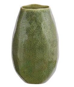 Dehner Keramik-Vase Linn, Bauchig, Dunkelgrün