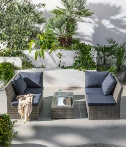 Dehner Geflecht-Lounge Rom, 4-teilig -Garten im Freien 4407334 WE MO 003 DehnerGeflechtLoungeRomNEU