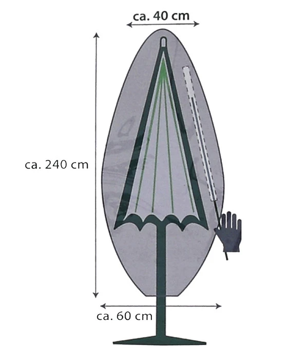 Dehner Abdeckhaube Für Ampelschirme, Grau, Ca. B60/H240 Cm 5 Dehner Abdeckhaube Für Ampelschirme, Grau, Ca. B60/H240 Cm – Bild 3