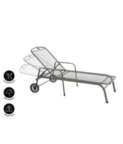 MWH Gartenliege Savoy, Ca. B81/H52/T187 Cm -Garten im Freien 5312897 WE IG 001 MwhGartenliegeSavoyMetLiegeSavoyEGrau