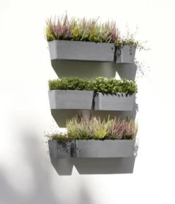 Ecopots Kunststoff-Kasten Manhattan Mit Wassersystem, Grau -Garten im Freien 6614895 WE MO 001 EcopotsKunststoffTopfManhattanWallSmitWassersystemquadratischgrau