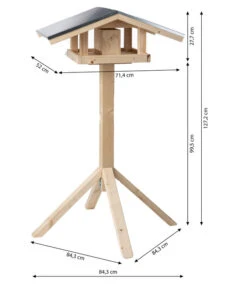 Dehner Natura Futterhaus Karwendel, Natur, Inkl. Ständer, Ca. B84,3/H127,2/T84,3 Cm -Garten im Freien 6622898 WE BG 001 DehnerNaturaKarwendelSatteldachStaendeNaturnew