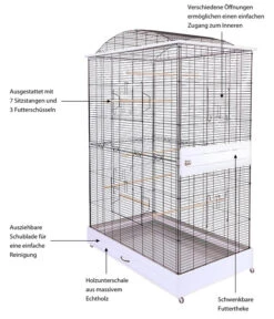 Skyline Vogelkäfig Loretto XXL, Ca. B118/H175/T75 Cm -Garten im Freien 6650121 WE IG 003 SkyVHLorettoXXLSchwarzWeiss