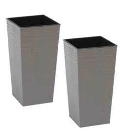 Siena Garden Kunststoff-Säulen ECO Nizza, Konisch, Grau, Ca. B30/H57/T30 Cm, 2er-Set