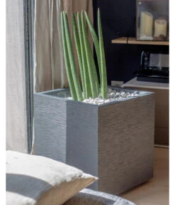 EDA-plastiques Kunststoff-Topf Graphit, Gerillt 10 EDA-plastiques Kunststoff-Topf Graphit, Gerillt -Garten im Freien 6763643 WE MO 002 PflanztopfGrap40x40