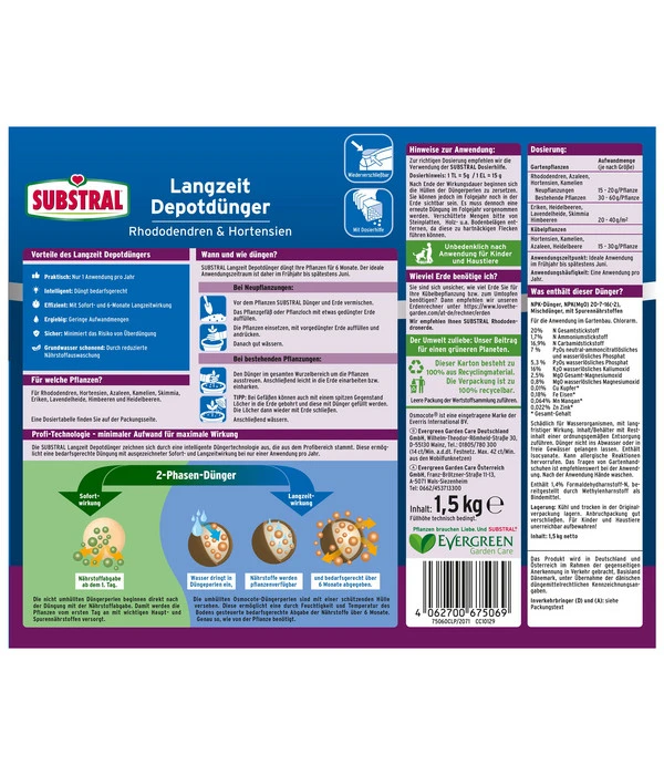 Substral® Osmocote® Rhododendren & Hortensien Dünger, 1,5 Kg 4 Substral® Osmocote® Rhododendren & Hortensien Dünger, 1,5 Kg – Bild 2