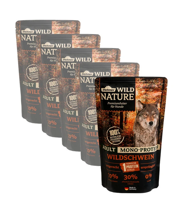 Dehner Wild Nature Nassfutter Für Hunde Mono-Protein Adult, Wildschwein, 5 X 500 G 3 Dehner Wild Nature Nassfutter Für Hunde Mono-Protein Adult, Wildschwein, 5 X 500 G