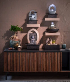 Dehner Polyresin-Zimmerbrunnen Hoku Mit LED-Beleuchtung, Ca. H16,5 Cm -Garten im Freien 6862262 6720163 6720155 6721278 6720296 WE MO 001 Zimmerbrunnen