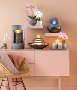 Dehner Polyresin-Zimmerbrunnen Hoku Mit LED-Beleuchtung, Ca. H16,5 Cm -Garten im Freien 6862262 6720171 6723290 WE MO 001 Zimmerbrunnen