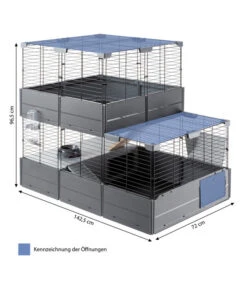 Ferplast Nagerheim Multipla Double, Schwarz, Ca. B107/H96/T72 Cm -Garten im Freien 6953251 WE BG 001 FerplastNagerKMultiplaDoubleSchwarz