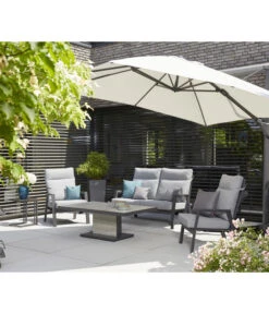 Siena Garden Ampelschirm Sunset N+, Quadratisch, Ca. B300/T300 Cm -Garten im Freien 6988075 WE MO 001 SienaGardenAmpelschirmSunsetN300x300cmGrau