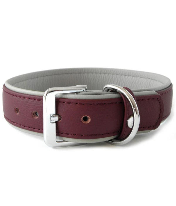 Das Lederband Hundehalsband Style Amsterdam Merlot/Grey 3 Das Lederband Hundehalsband Style Amsterdam Merlot/Grey